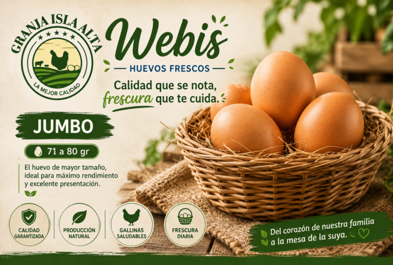 El huevo de mayor tamaño de nuestra producción, ideal para quienes buscan máximo rendimiento y excelente presentación. Peso aproximado: 71 a 80 g